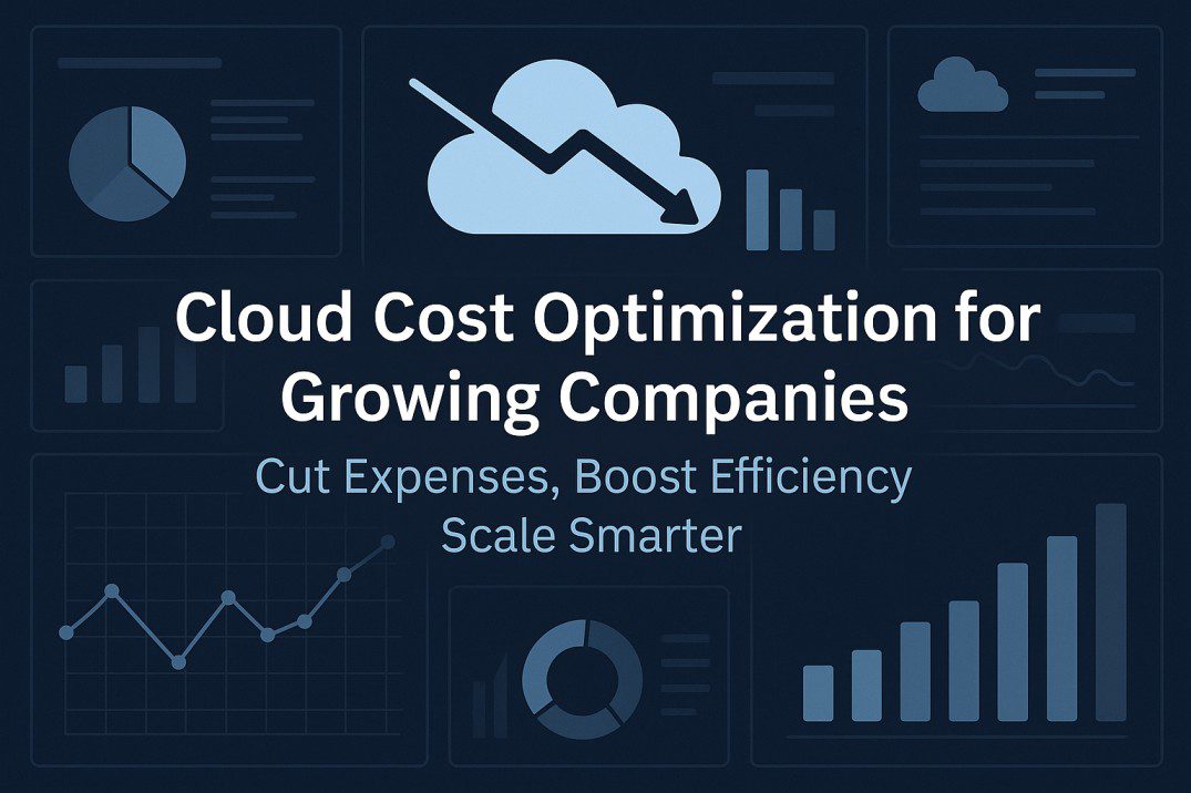 Cloud dashboard with charts showing optimized cloud spending trends for businesses